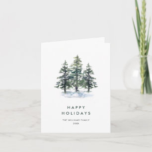 Minimalist Elegant Pine Tree Christmas Greeting Holiday Card