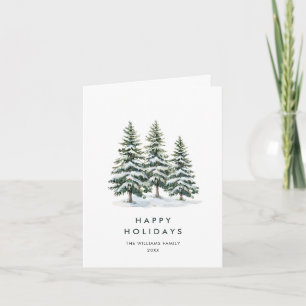 Minimalist Elegant Pine Tree Christmas Greeting Holiday Card