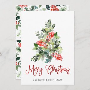 Minimalist Elegant Pine Tree Christmas Greeting Holiday Card
