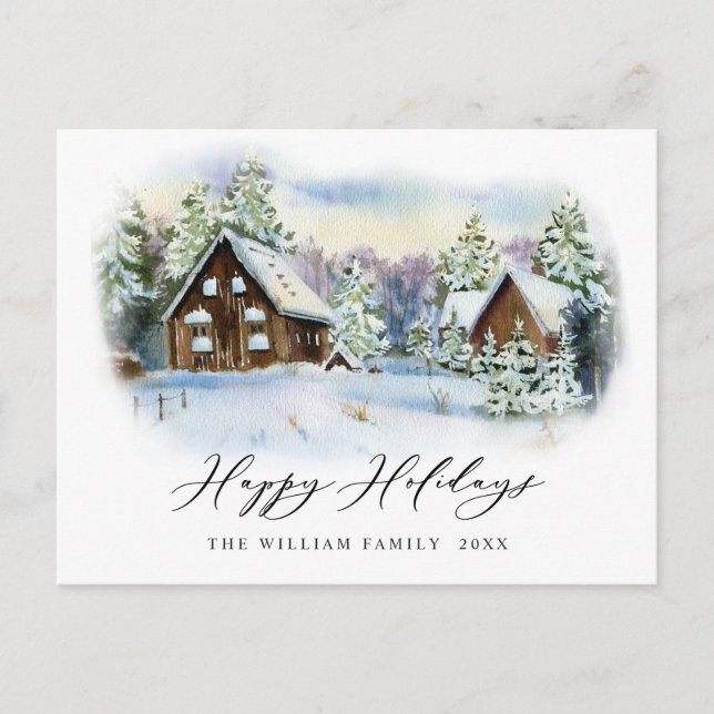 Minimalist Elegant Pine Tree Christmas Greeting Postcard (Front)