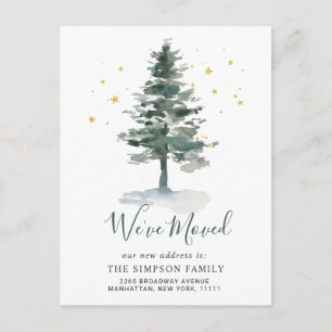 Minimalist Elegant Pine Tree Moving Announcement Postcard