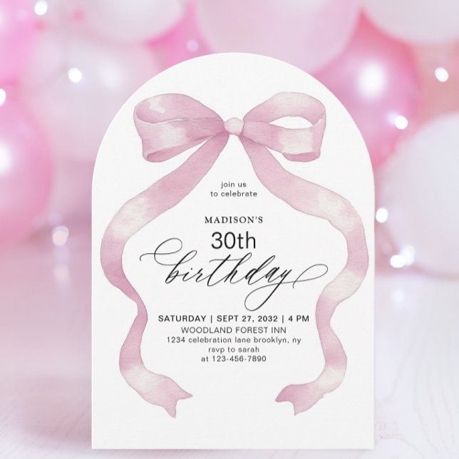 Minimalist Elegant Pink Coquette Adult Birthday Invitation (Creator Uploaded)