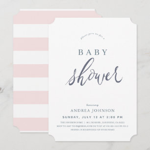 Minimalist Elegant Pink Girl Baby Shower Invitation