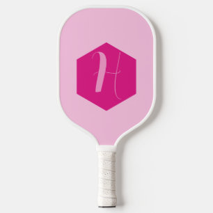 Minimalist Elegant Pink Modern Monogram   Pickleball Paddle