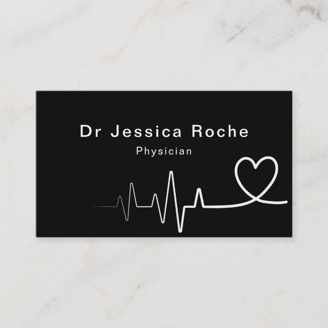Minimalist Elegant Plain black general Physician Business Card (Front)