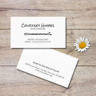 Minimalist Elegant Plain Black White Hairdresser Business Card