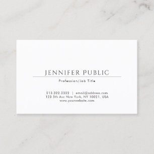 Minimalist Elegant Plain Professional Modern White Business Card