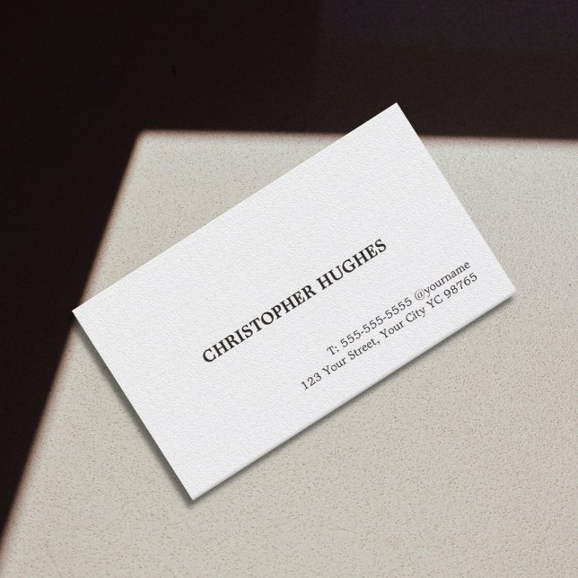 Minimalist Elegant Plain Texture White Consultant Business Card (Creator Uploaded)