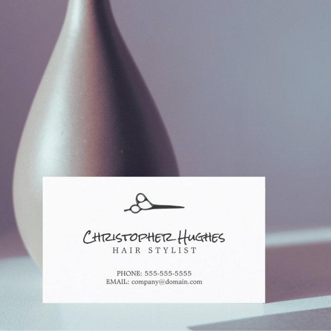 Minimalist Elegant Plain White Hairdresser Business Card (Creator Uploaded)