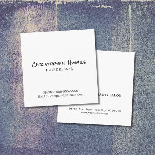 Minimalist Elegant Plain White Hairdresser Square Business Card