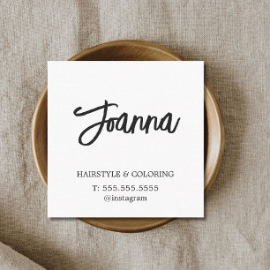Minimalist Elegant Plain White Hairdresser Square Business Card