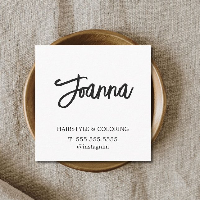 Minimalist Elegant Plain White Hairdresser  Square Business Card (Creator Uploaded)