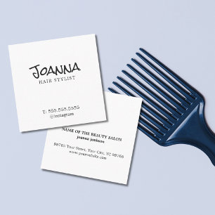 Minimalist Elegant Plain White Hairdresser Square Business Card