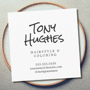 Minimalist Elegant Plain White Hairdresser Square Business Card