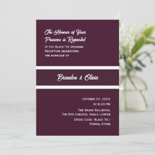 minimalist Elegant Plum Purple and White Stripes  Invitation