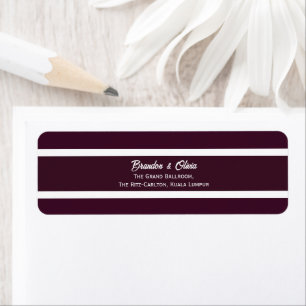 minimalist Elegant Plum Purple and White Stripes Return Address Label