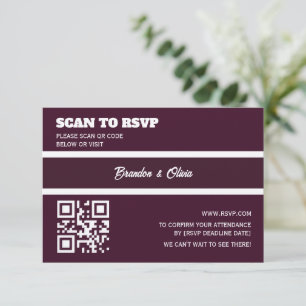 minimalist Elegant Plum Purple and White Stripes RSVP Card