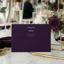 Minimalist Elegant Plum Purple Floral Wedding