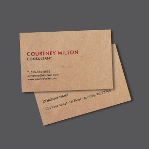 Minimalist Elegant PRINTED Kraft Paper Consultant Business Card