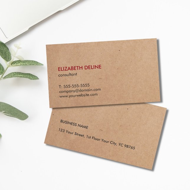 Minimalist Elegant PRINTED Kraft Paper Consultant Business Card (Creator Uploaded)
