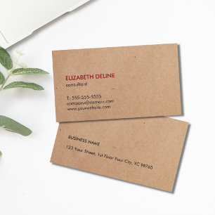 Minimalist Elegant PRINTED Kraft Paper Consultant Business Card