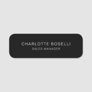 Minimalist Elegant Professional Black & White Name Tag