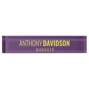 Minimalist Elegant Professional Indigo & Yellow Nameplate
