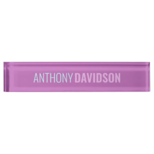 Minimalist Elegant Professional Orchid Lilac Blue Nameplate