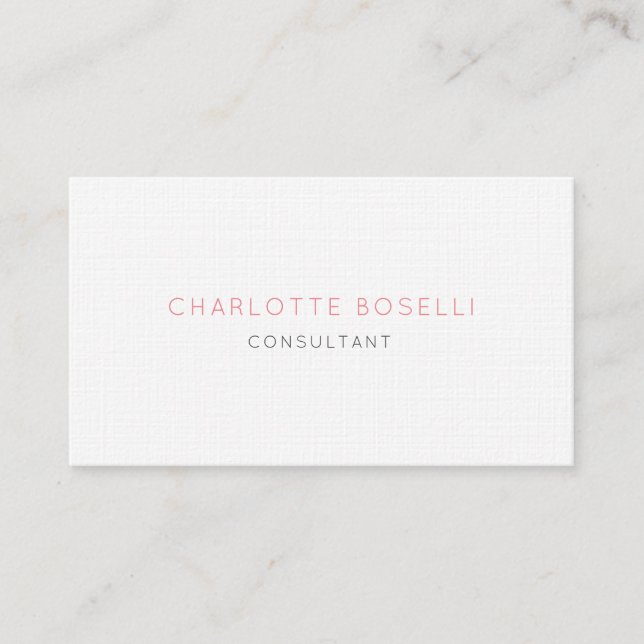 Minimalist Elegant Professional Premium Linen Business Card (Front)
