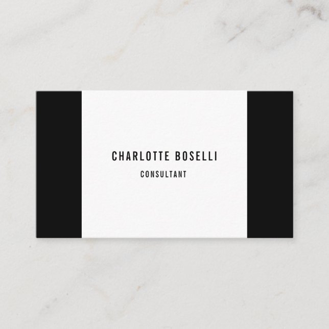 Minimalist Elegant Professional Simple Black White Business Card (Front)
