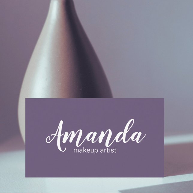 Minimalist Elegant Purple White Makeup Artist Business Card (Creator Uploaded)