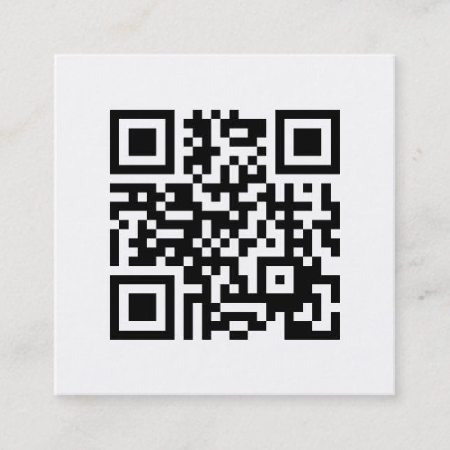 Minimalist Elegant QR Code Black and White Square Business Card (Front)