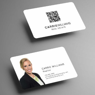Minimalist Elegant Real Estate Realtor QR Code Business Card