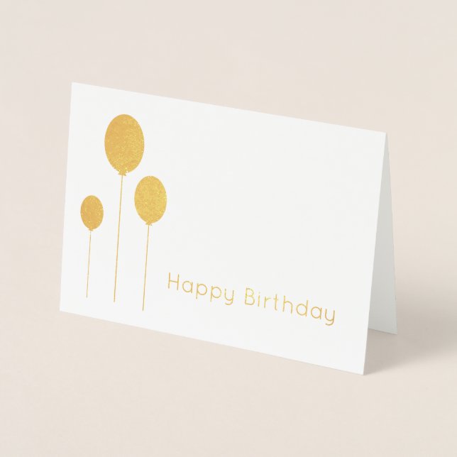 minimalist elegant real gold foil happy birthday foil card (Front)
