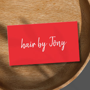 Minimalist Elegant Red White Hair Stylist Business Card