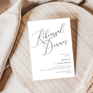 Minimalist Elegant Rehearsal Dinner Black & White Invitation