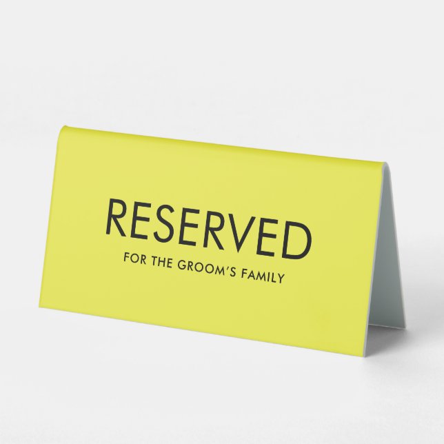 Minimalist Elegant Reserved Table Tent Sign (Front)