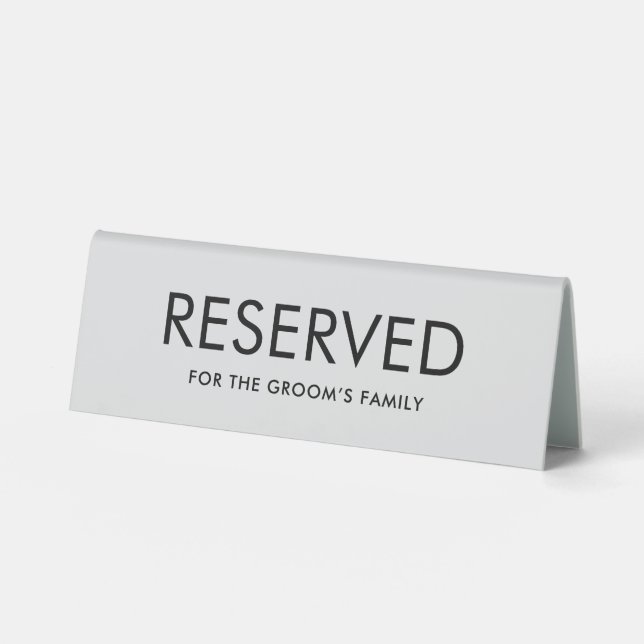 Minimalist Elegant Reserved Table Tent Sign (Front)