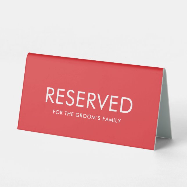 Minimalist Elegant Reserved Table Tent Sign  (Back)