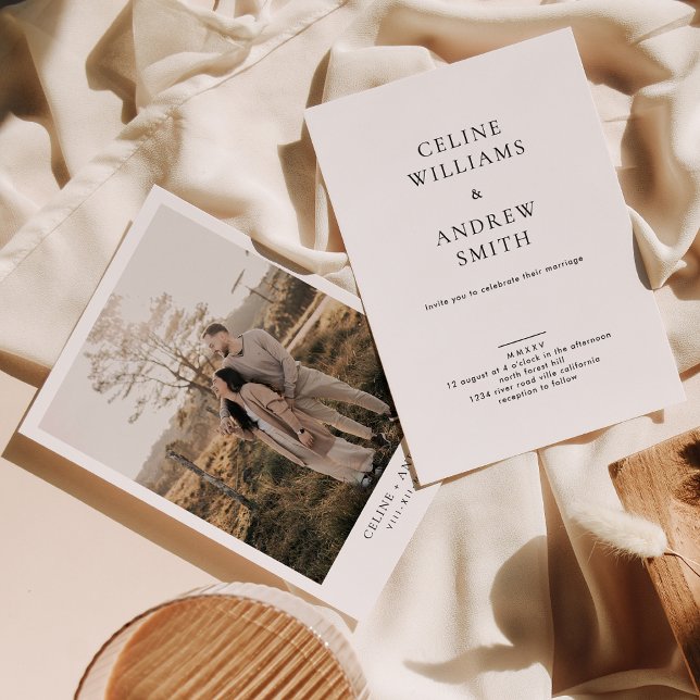 Minimalist Elegant Roman Numerals Photo Wedding Invitation (Creator Uploaded)