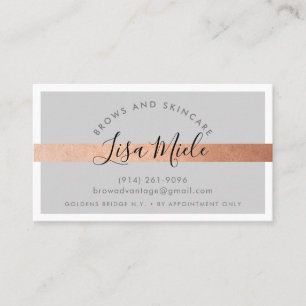 MINIMALIST elegant rose gold stripe luxe pale grey Business Card