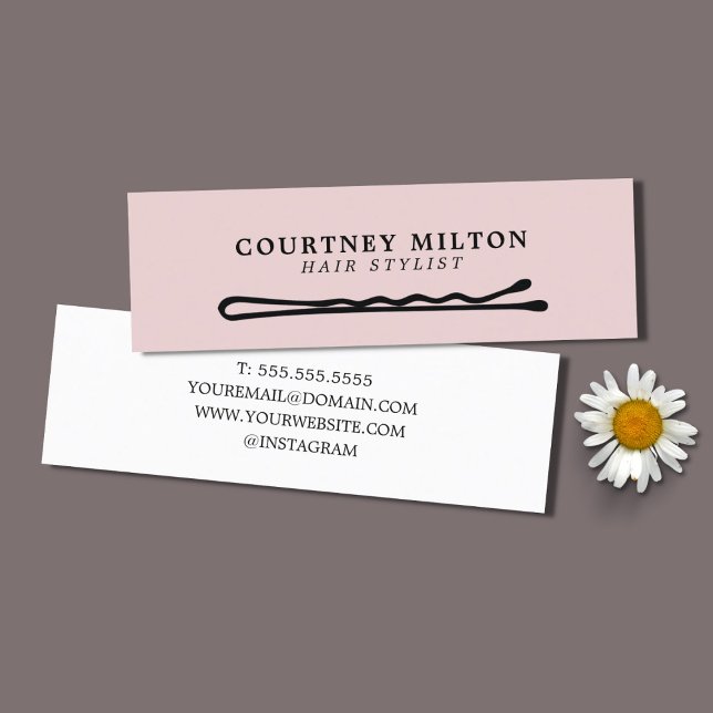 Minimalist Elegant Rose Hair Pin Hairdresser Mini Business Card (Creator Uploaded)