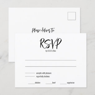 💍 Minimalist Elegant RSVP & dietary requirements Postcard