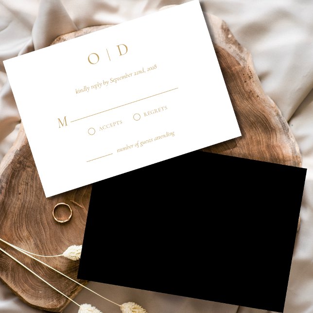 Minimalist Elegant RSVP Simple Gold White Invitation (Creator Uploaded)