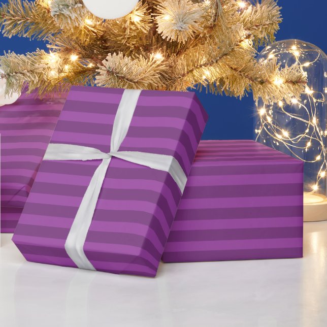 Minimalist Elegant Rustic Purple Template Stripes Wrapping Paper (Holidays)