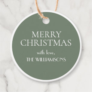 Minimalist Elegant Sage Green Merry Christmas Favour Tags
