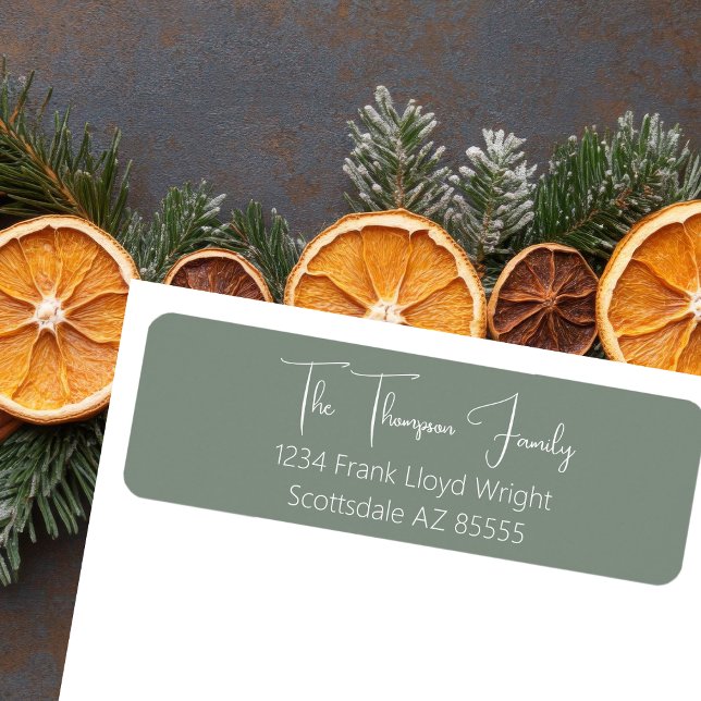  Minimalist Elegant Sage Script Return Address Label (Creator Uploaded)