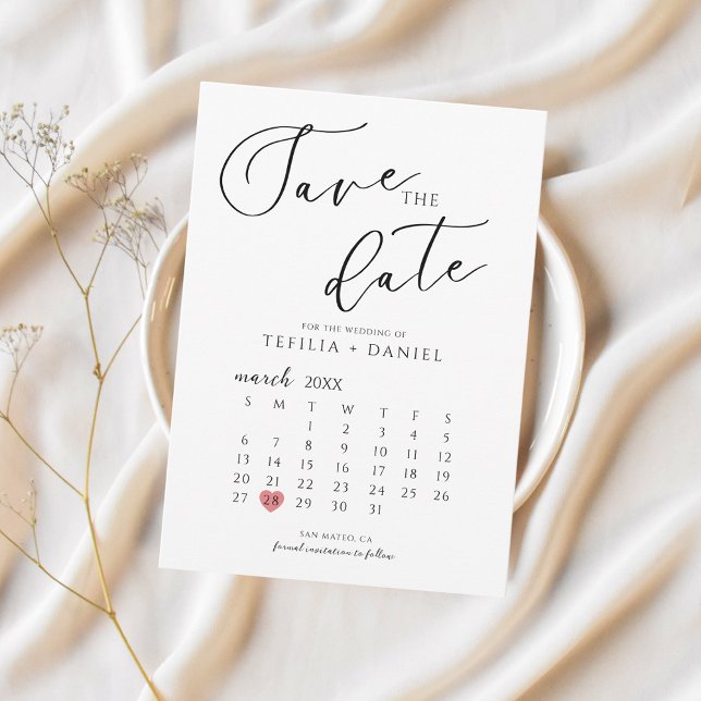 Minimalist Elegant Save The Date Calendar  Invitation (Creator Uploaded)