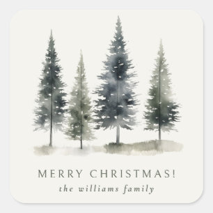 Minimalist Elegant Scandinavian Christmas Tree Square Sticker