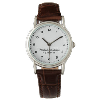 Minimalist Elegant Script Name & Date Watch